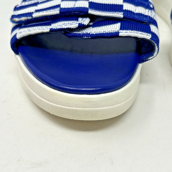Tory Burch Sport Sandals 10 Blue White Casual Nautical Preppy Kira Hook Loop - Picture 9 of 11